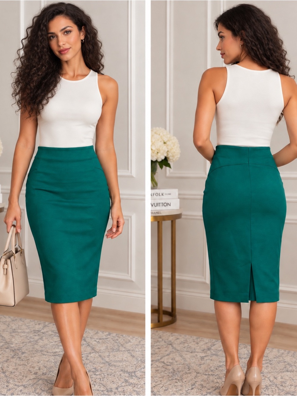 Ann Taylor Petite Emerald Green Pencil Skirt